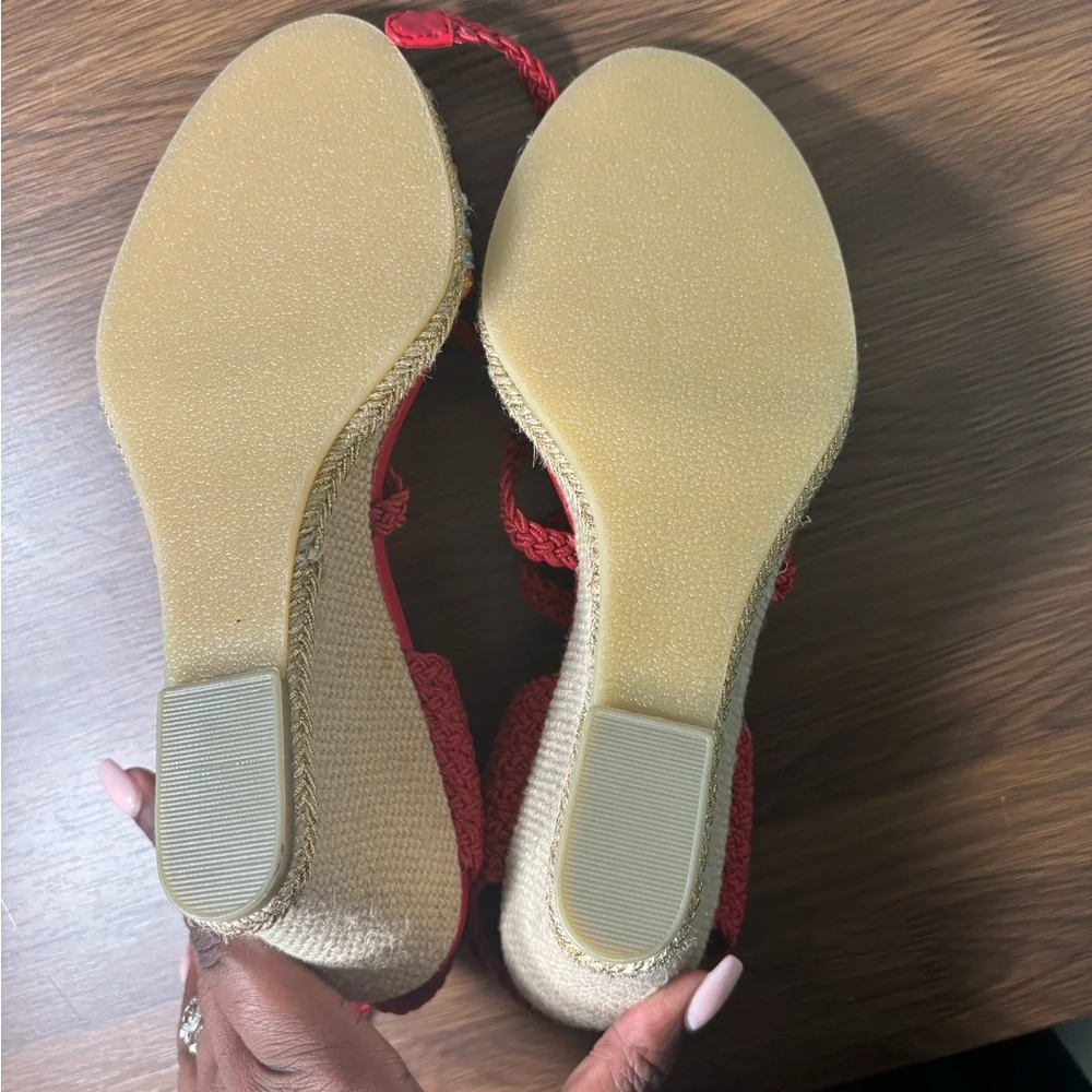Via Spiga Multicolor Red Espadrilles with Ankle Tie size 9‎ NWOT